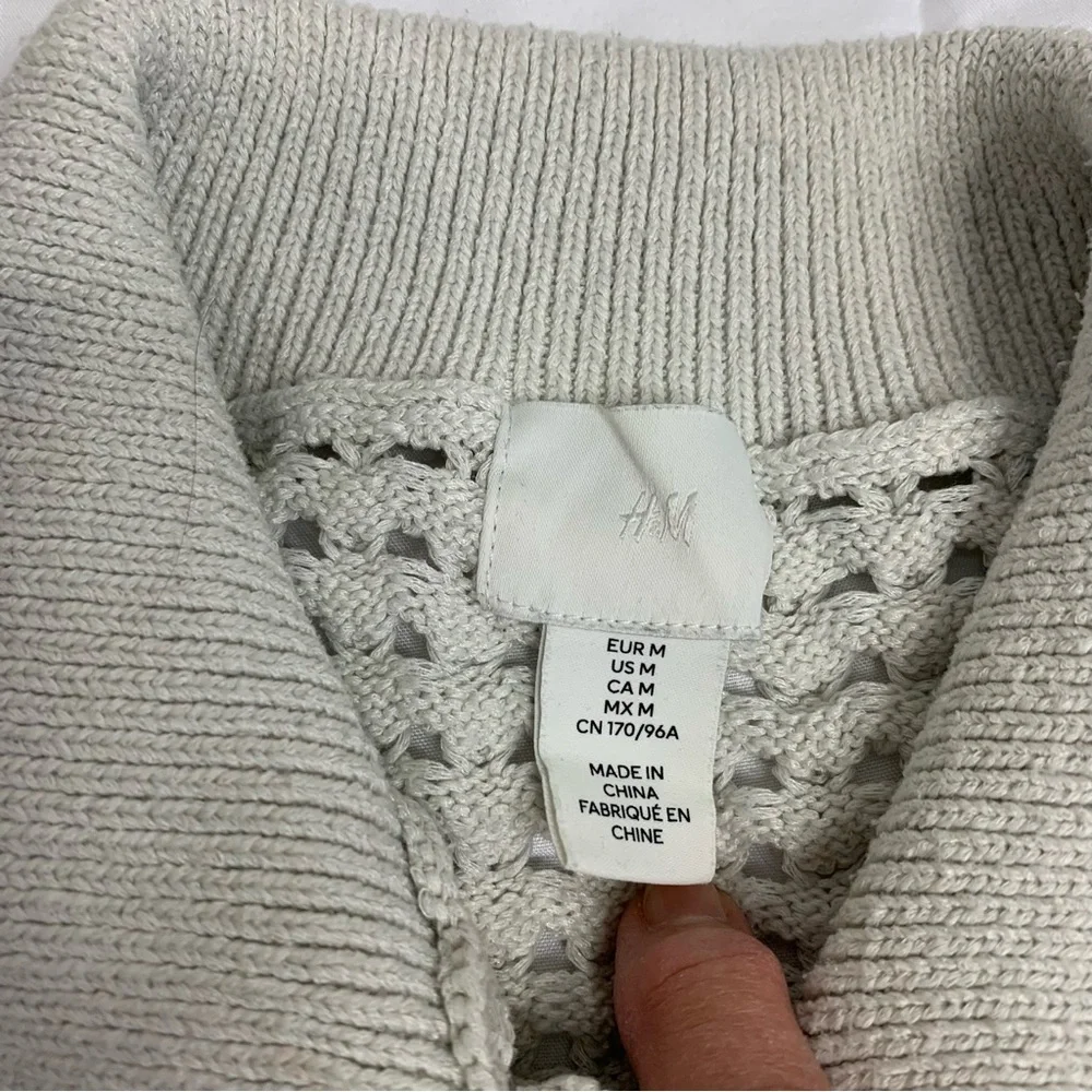 H&M Beige Button-Up Open Knit Cardigan Size US M - Picture 7 of 12